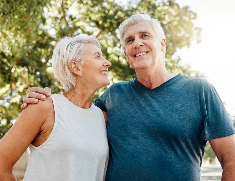 Male looking with female under arm